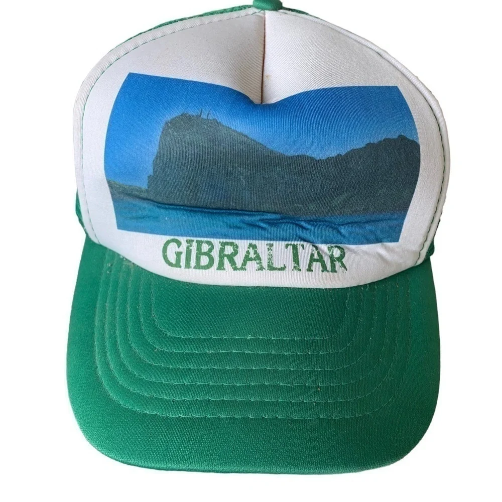 Vintage Rock of Gibraltar Mesh Trucker Hat SnapBack Nature